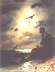 Moonlit Seascape With Shipwreck