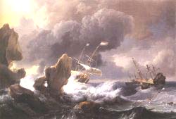 Ships In Distress Off A Rocky Coast