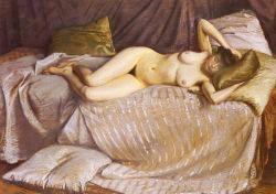 Naked Woman Lying On A Couch