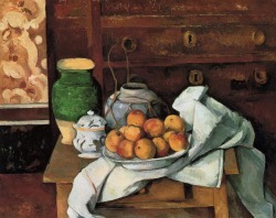 Vessels. Fruit And Cloth In Front Of A Chest