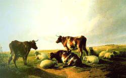 Cattle And Sheep In A Landscape