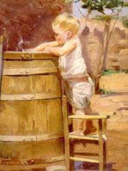 A Boy At A Water Barrel