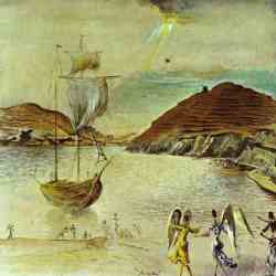 Landscape Of Port Lligat With Homely Angels And Fisherman (1950)