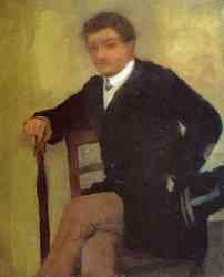 Seated Young Man In A Jacket With An Umbrella