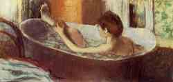 Woman In A Bath Sponging Her Leg