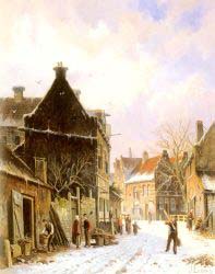 A Village Street Scene In Winter