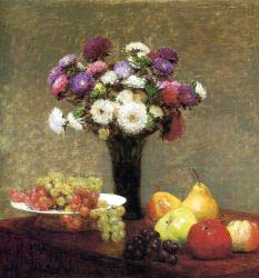 Asters And Fruit On A Table