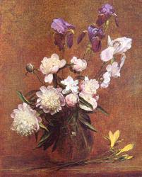 Bouquet Of Peonies And Iris