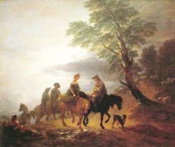 Open Landscape With Mounted Peasants