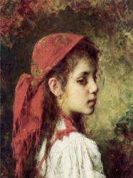 Portrait Of A Young Girl In A Red Kerchief