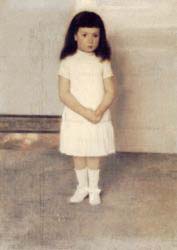 A Portrait Of A Standing Girl In White