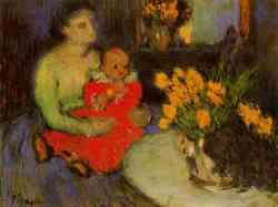 Mother And Child Behind The Bouquet Of Flowers (1901)