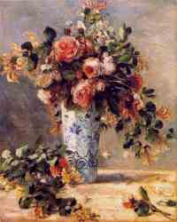 Roses And Jasmine In A Delft Vase