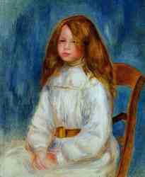 Seated Little Girl With A Blue Background