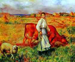 Shepherdess With Cow And Ewe 1