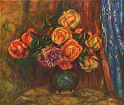 Still Life (Roses Against Blue Curtain)