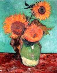 Three Sunflowers In A Vase