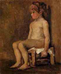 Nude Study Of A Little Girl Seated