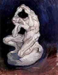 Plaster Statuette Of A Kneeling Man