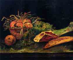 Still Life With Apples, Meat And A Roll