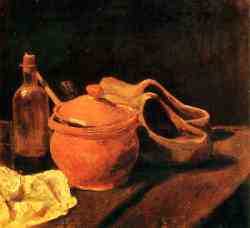 Still Life With Earthenware, Bottle and Clogs