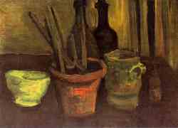 Still Life With Paintbrushes In A Pot