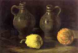 Still Life With Two Jars And Two Pumpkins