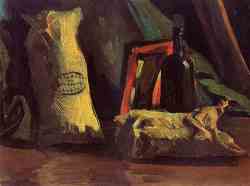 Still Life With Two Sacks And A Bottle