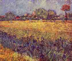 View Of Arles With Irises In The Foreground