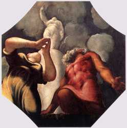 Deucalion And Pyrrha Praying Before The Statue Of The Goddess Themis - Tintoretto