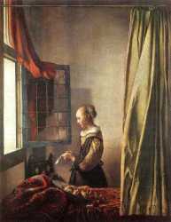 Girl Reading A Letter At An Open Window