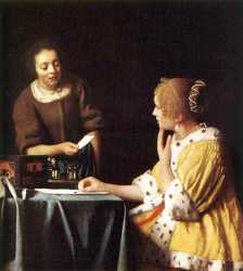 Lady With Her Maidservant Holding A Letter