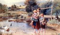 Children Paddling In A Stream