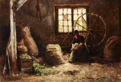 A Peasant Woman Combing Wool