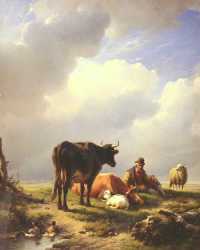 A Farmer At Rest With His Stock