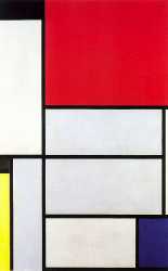 Composition With Black, Red, Gray, Yellow And Blue