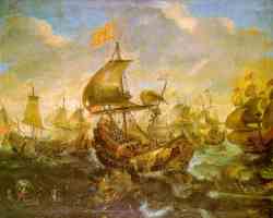 La Batalla De La Flota Española Con Barcos Holandeses