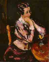 The Artists Wife With A Glass Of Wine An A Table- 1919